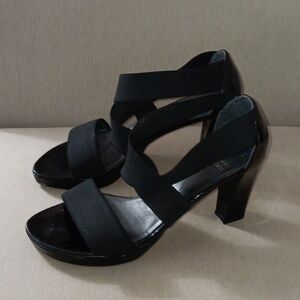 Stuart Weitzman stretch strap block heels